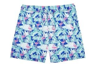 Member's Mark Men's Resort Swim Trunk Blue Flamingos Size M